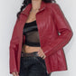 Vintage Y2k Red Zip Up Real Leather Biker Jacket - Size M