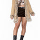 Vintage Y2k Beige Fluffy Faux Suede Afghan Coat