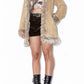 Vintage Y2k Beige Fluffy Faux Suede Afghan Coat