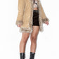 Vintage Y2k Beige Fluffy Faux Suede Afghan Coat