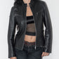 Vintage Y2k Redskin Black Tight Fit Biker Leather Jacket - Size S