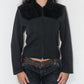 Vintage 90s Padded Shoulders Black Zip Through Lightweight Jacket - Size S