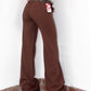 Vintage Y2k Office Siren Brown Grunge Low Rise Flare Leg Wide Trousers -