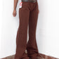 Vintage Y2k Office Siren Brown Grunge Low Rise Flare Leg Wide Trousers -