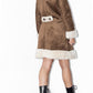 Vintage Faux Fur Trimmed Brown Shearling Coat