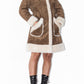 Vintage Faux Fur Trimmed Brown Shearling Coat