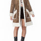 Vintage Faux Fur Trimmed Brown Shearling Coat