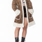 Vintage Faux Fur Trimmed Brown Shearling Coat