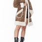 Vintage Faux Fur Trimmed Brown Shearling Coat