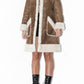 Vintage Faux Fur Trimmed Brown Shearling Coat