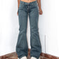 Y2k Deadstock Blue Acid Wash Mid Rise Wide Leg Thick Denim Pants - Size M