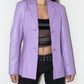 Y2k Vintage Purple Genuine Leather Button down Blazer Jacket - Size M