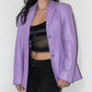 Y2k Vintage Purple Genuine Leather Button down Blazer Jacket - Size M