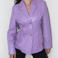 Y2k Vintage Purple Genuine Leather Button down Blazer Jacket - Size M