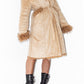 Vintage Fluffy Long Beige Faux Suede Coat