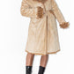 Vintage Fluffy Long Beige Faux Suede Coat