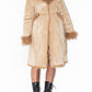 Vintage Fluffy Long Beige Faux Suede Coat