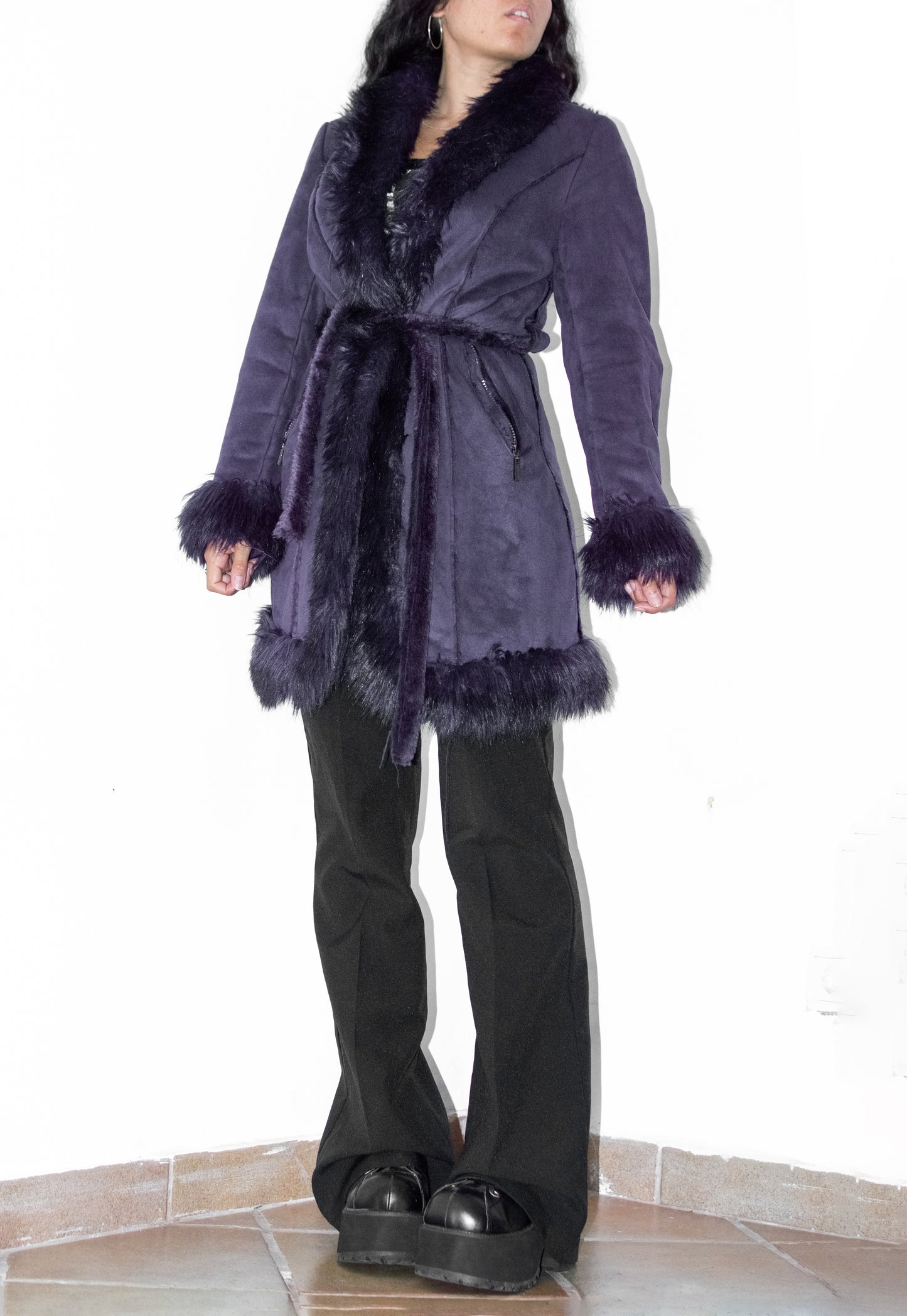 Vintage Witchy Purple Short Afghan Coat