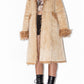 Vintage Fluffy Long Beige Faux Suede Coat