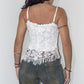 Vintage 90s Crochet with Sequin Detail V- Hem Asymmetric White Creamy Top - Size M