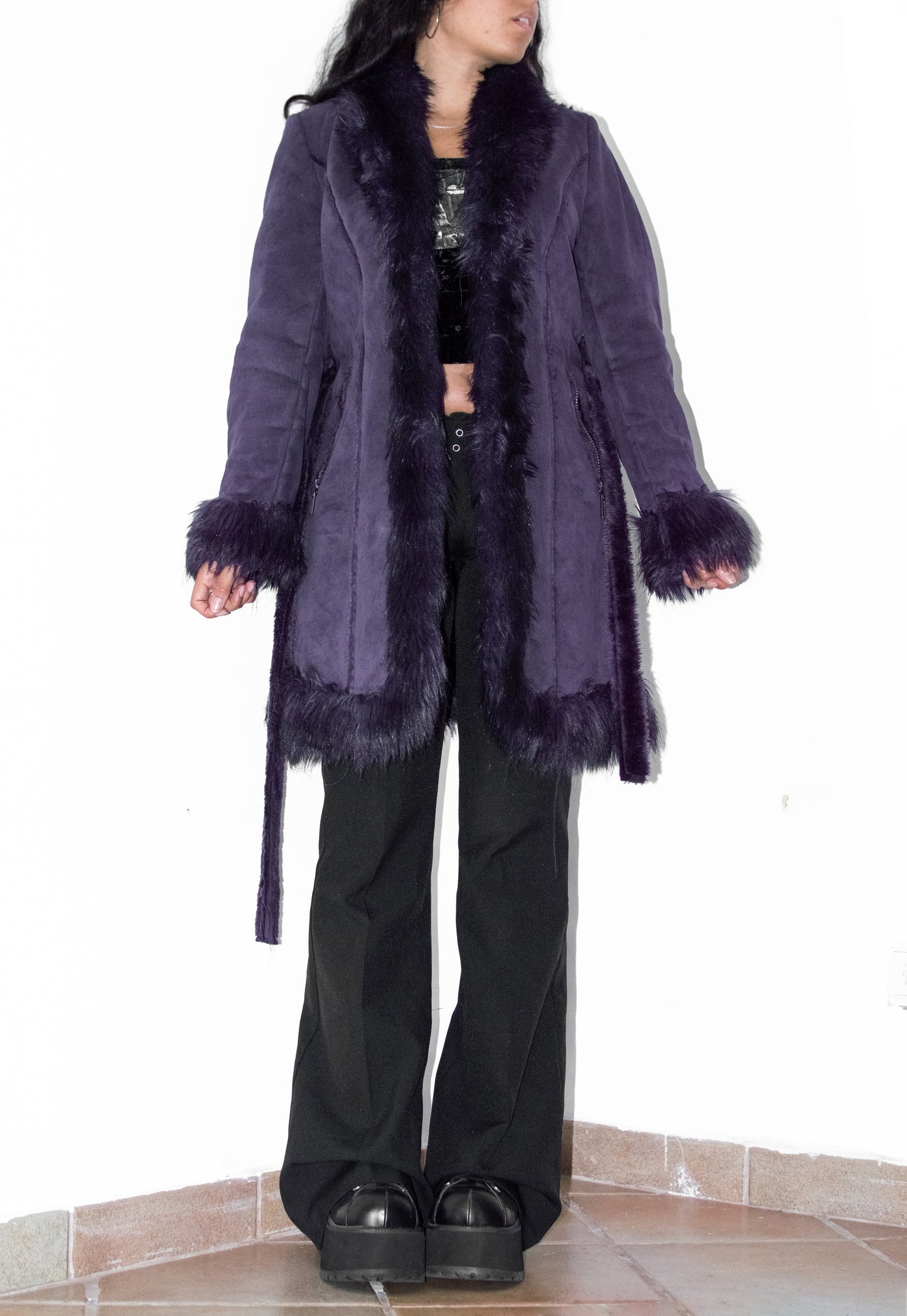 Vintage Witchy Purple Short Afghan Coat