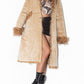 Vintage Fluffy Long Beige Faux Suede Coat