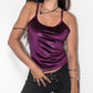 Vintage Y2k Whimsigoth Velvet Deep Purple Tank Top - Size L