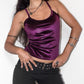 Vintage Y2k Whimsigoth Velvet Deep Purple Tank Top - Size L