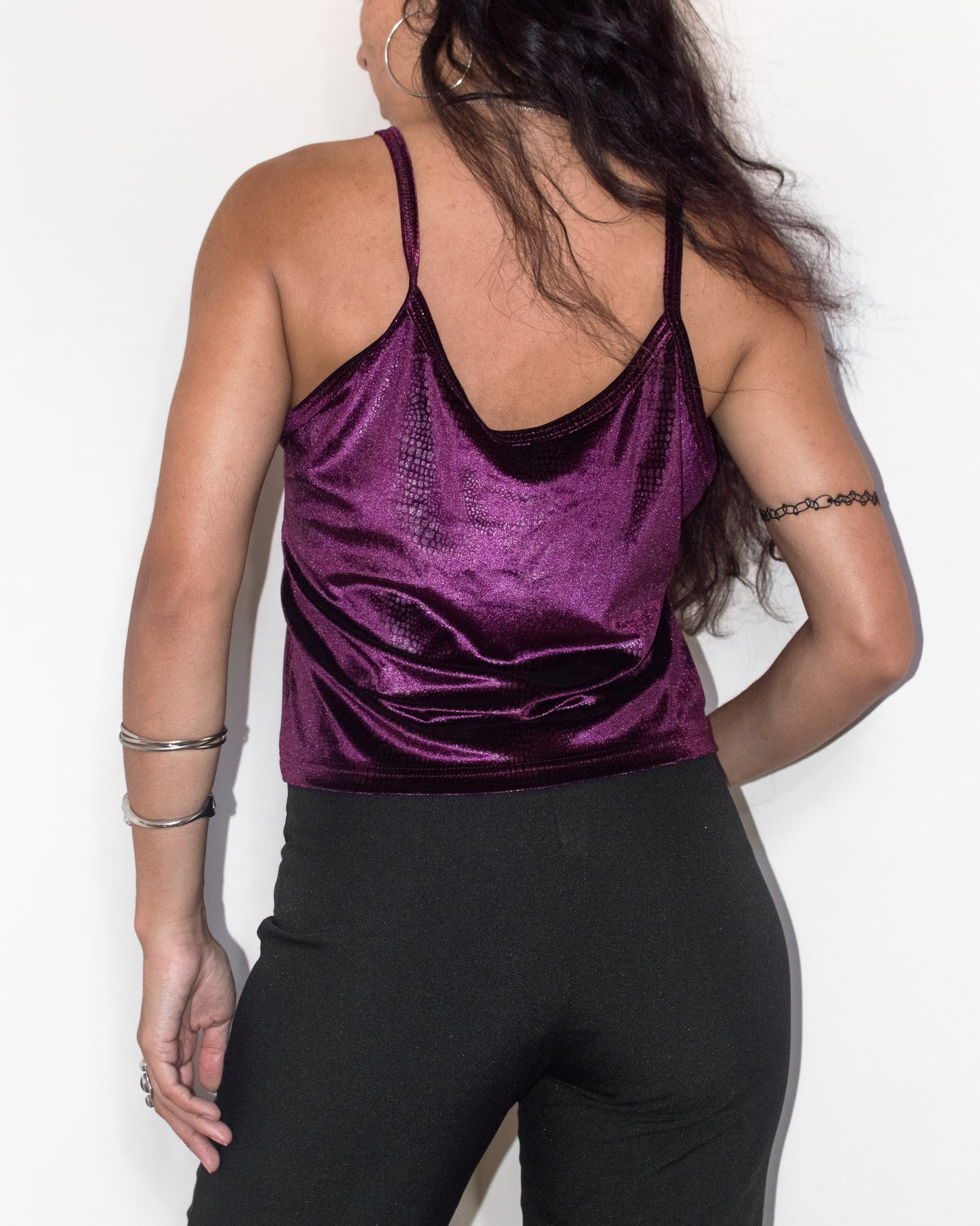 Vintage Y2k Whimsigoth Velvet Deep Purple Tank Top - Size L