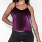 Vintage Y2k Whimsigoth Velvet Deep Purple Tank Top - Size L