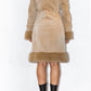 Embroidery Real Leather and Faux Fur Beige Afghan Coat