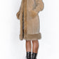 Embroidery Real Leather and Faux Fur Beige Afghan Coat