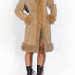 Embroidery Real Leather and Faux Fur Beige Afghan Coat