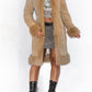 Embroidery Real Leather and Faux Fur Beige Afghan Coat