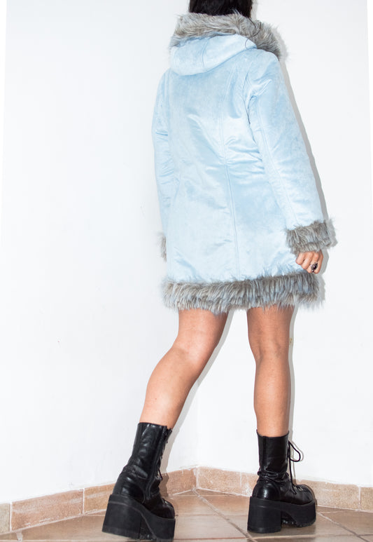 Y2k Baby Blue Short Hooded Penny Lane Coat