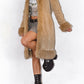 Embroidery Real Leather and Faux Fur Beige Afghan Coat