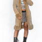 Embroidery Real Leather and Faux Fur Beige Afghan Coat