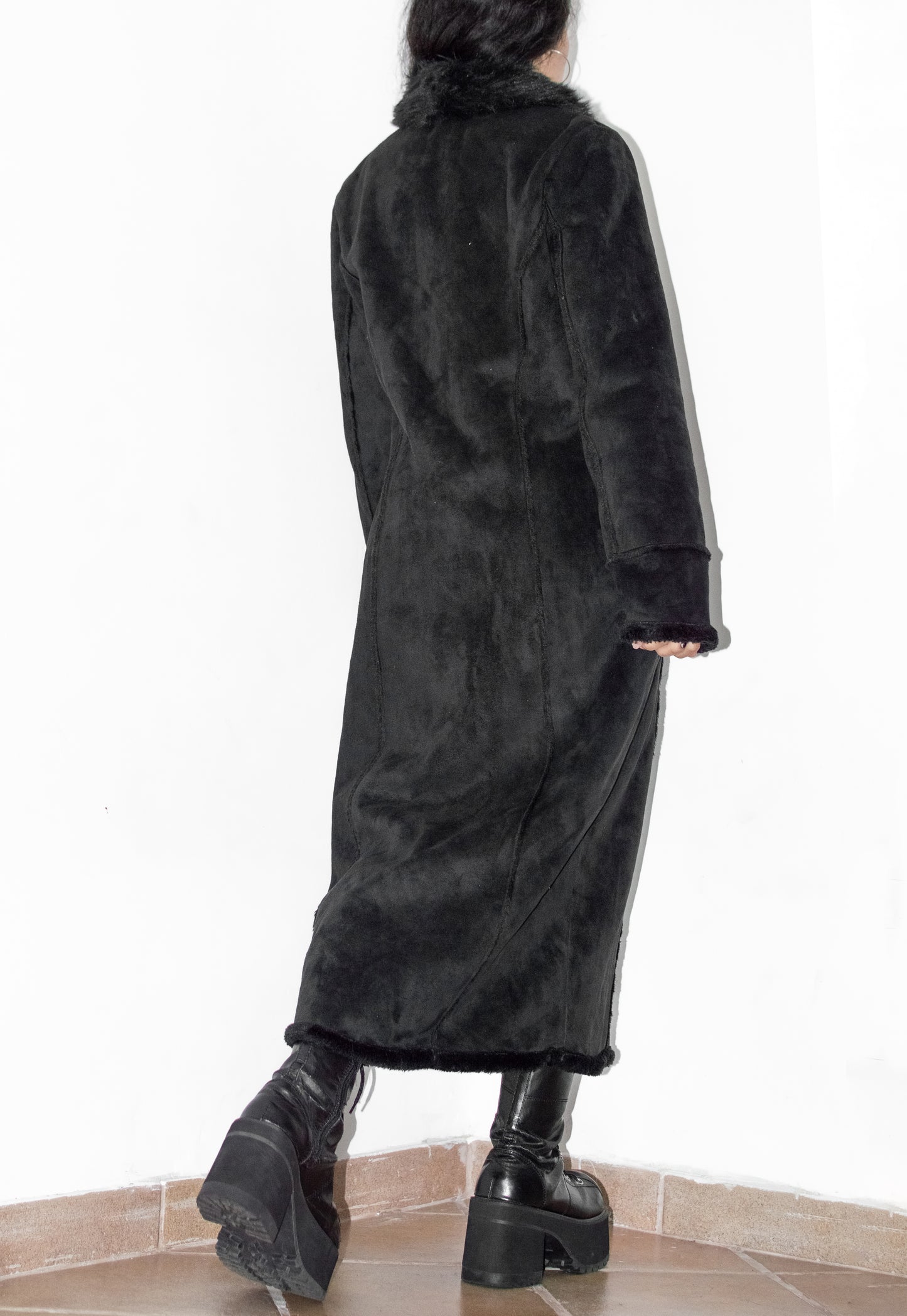 Y2k Full Length Vintage Black Fur Coat