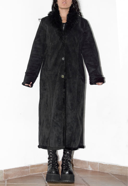 Y2k Full Length Vintage Black Fur Coat