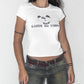 Vintage 2000s Slogan Text Dog Animal Print Crop Tee - Size S