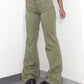 Y2k Vintage Deadstock Green Khaki Bell Bottom Mid Rise Trousers with Belt - Size M