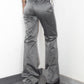 Vintage Deadstock Y2k Silver Grey High Rise Flared Office Siren Trousers - Size L