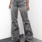 Vintage Deadstock Y2k Silver Grey High Rise Flared Office Siren Trousers - Size L