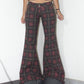 Vintage Deadstock Y2k Tartan Check Print Super Flare Low Rise Jeans - Size S