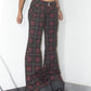 Vintage Deadstock Y2k Tartan Check Print Super Flare Low Rise Jeans - Size S