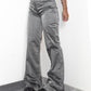 Vintage Deadstock Y2k Silver Grey High Rise Flared Office Siren Trousers - Size L