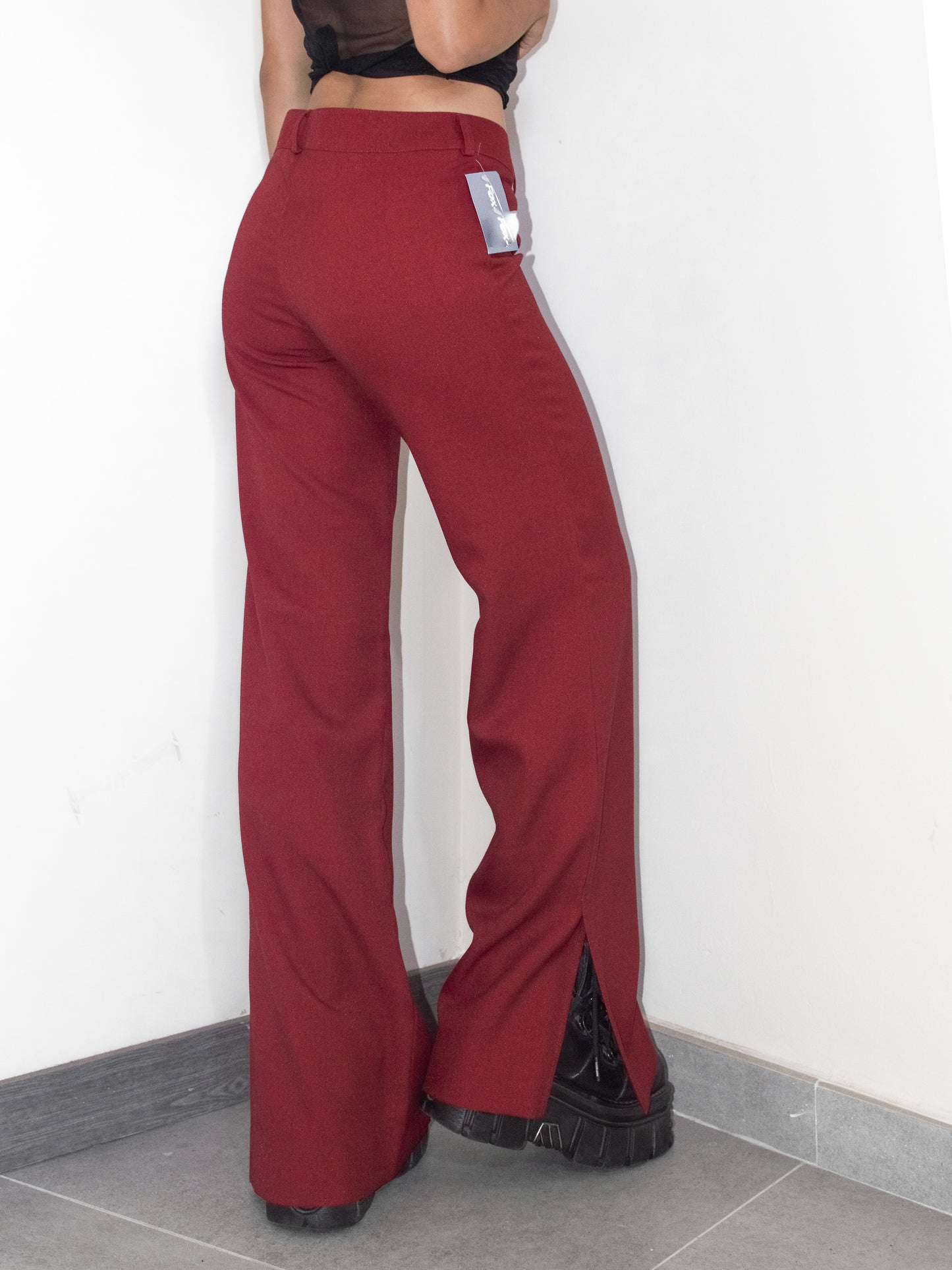 Vintage Deadstock Vampy Wide Leg Flare Y2k Trousers with Slit Details - Size L