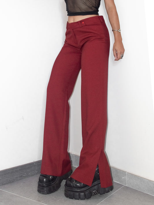 Vintage Deadstock Vampy Wide Leg Flare Y2k Trousers with Slit Details - Size L