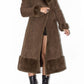 Vintage Brown Double Breasted Fur Trim Coat