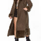 Vintage Brown Double Breasted Fur Trim Coat